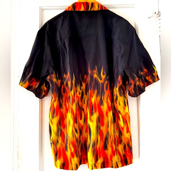 Benny’s Red Orange Flame  Men's Shirt Retro Bowling - Picture 2 of 12